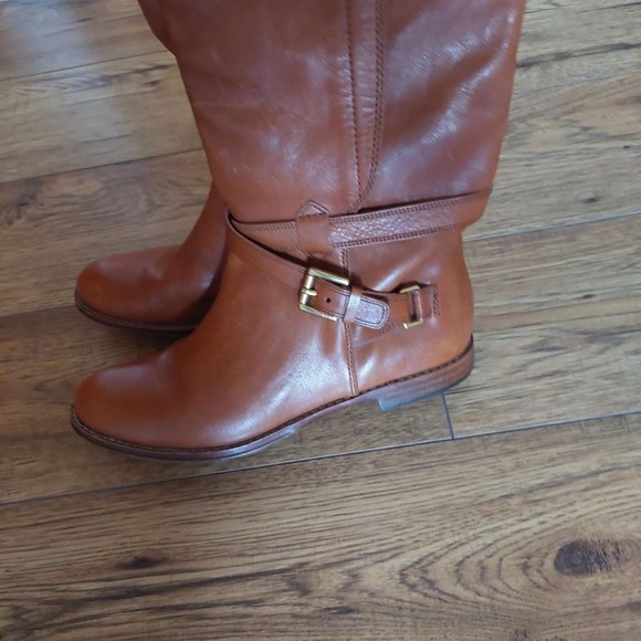 COACH MONIQUE FLAT LEATHER RIDING BOOTS brown/cinnamon - Picture 5 of 11